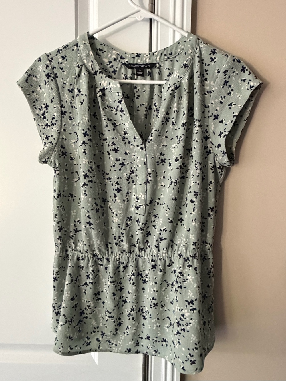 41 Hawthorn Sage Green Floral Short-Sleeve Peplum Top